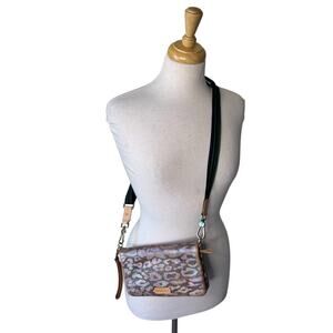 CONSUELA Iris  Uptown Crossbody  Clutch Purse Metallic Iridescent Leopard Print